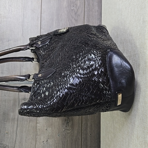 Cole Haan Brown Woven Leather Tote Shoulder Bag - Picture 3 of 13